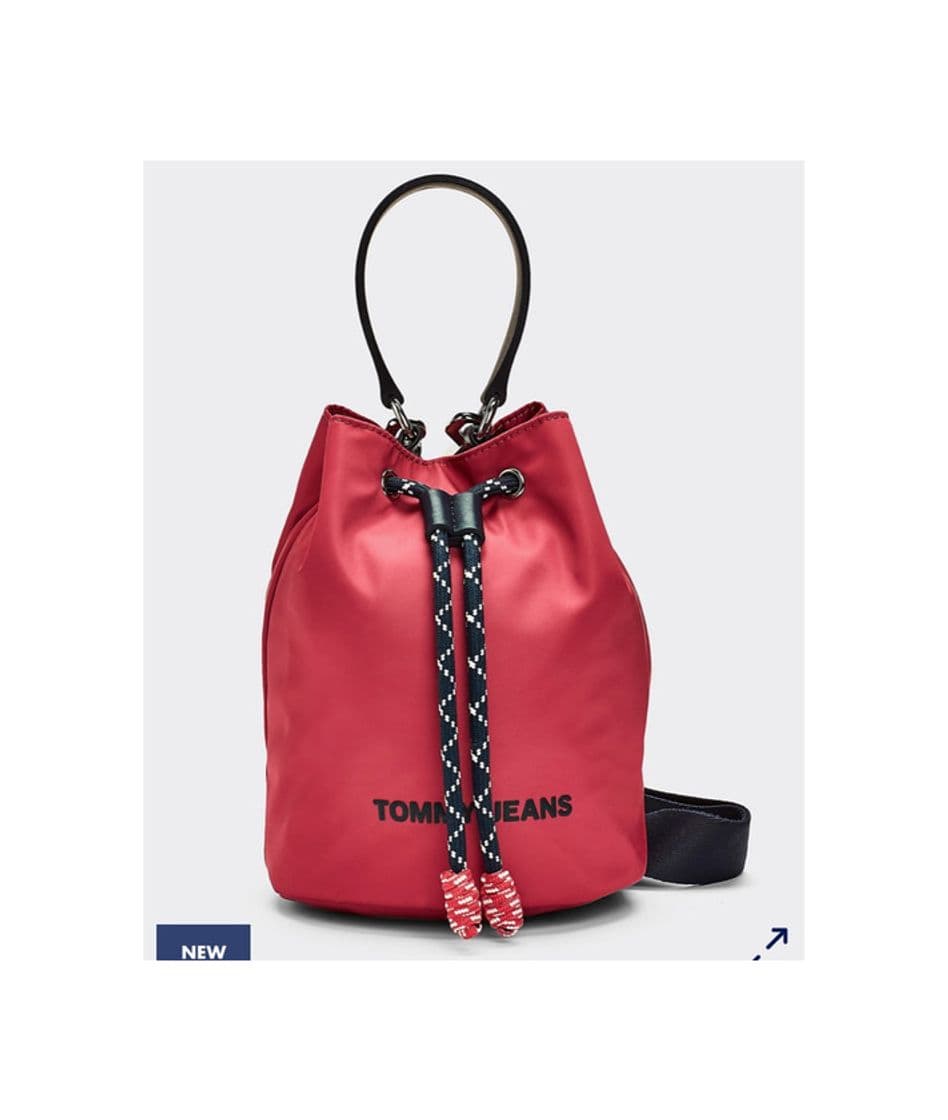 Product COLOUR-BLOCKED NAUTICAL DRAWSTRING BUCKET BAG RED