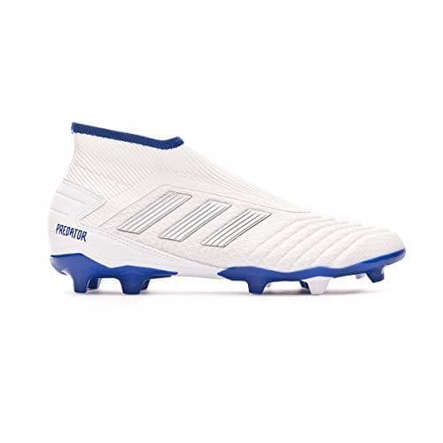 Fashion adidas Predator 19.3 FG Laceless, Bota de fútbol, White-Silver Metallic-Bold Blue, Talla