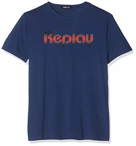 Fashion REPLAY M3863 .000.22038 Camiseta, Azul