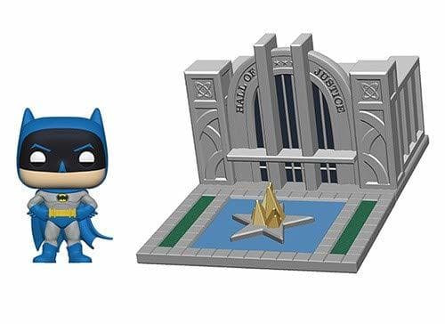 Game Funko- Pop Towns 80th-Hall of Justice w/Batman Collectible Figure, Multicolor