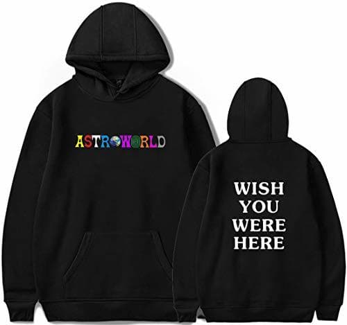 Moda PANOZON Sudadera Hombre Travis Scott Astroworld Impresión de Logo Hoodie Chaqueta con