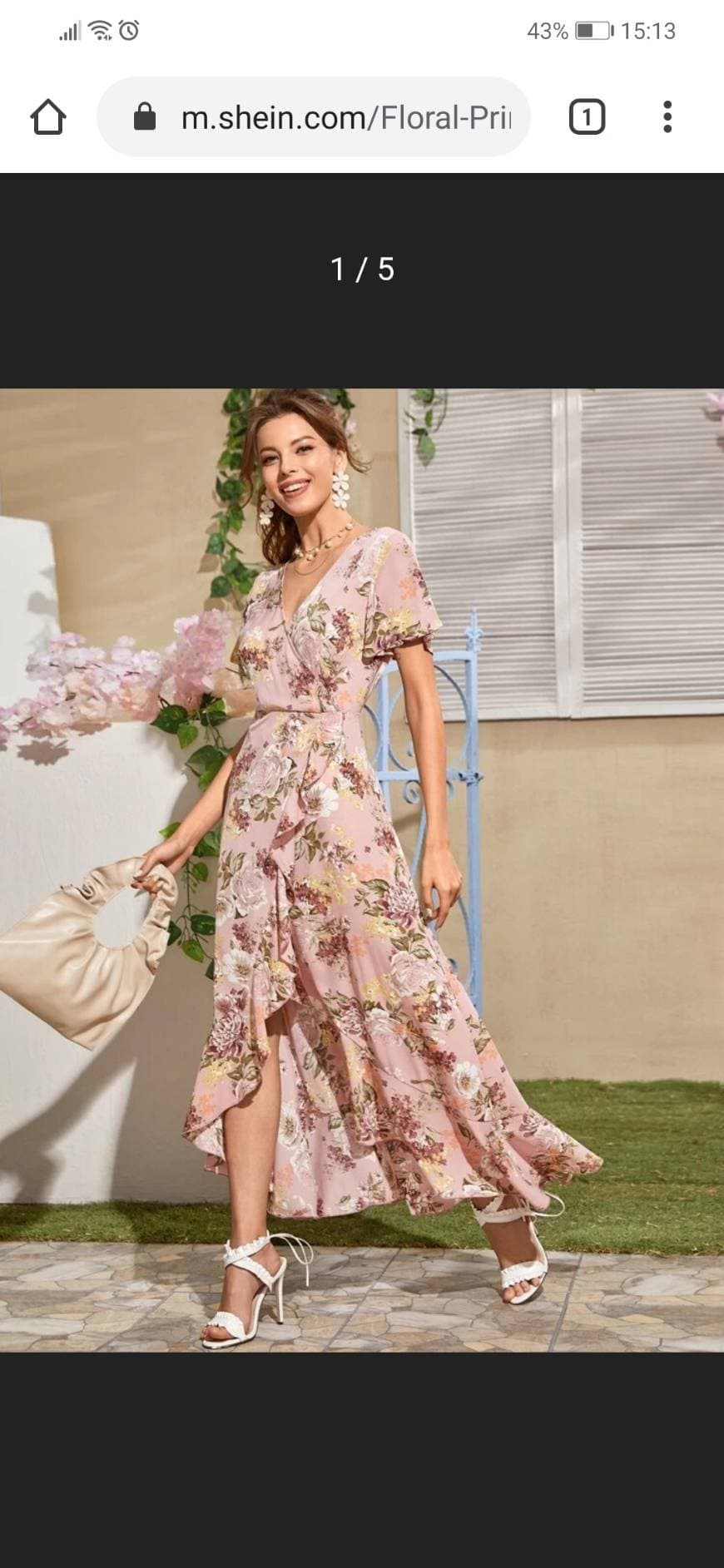 Fashion Floral Print Asymmetric Ruffle Hem Surplice Dress

