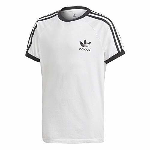 Fitness adidas 3Stripes tee Camiseta, Unisex niños, Blanco/Negro, 152