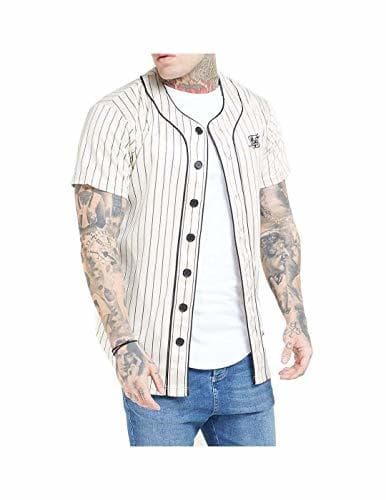 Fashion Camisa Siksilk Original Baseball Jersey Hombre Medium Blanco