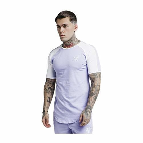 Fashion Siksilk S/s Raglan Contrast Ringer Gym tee - Grape/White