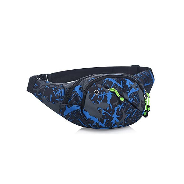 Producto Riñonera lienzo 3-zipper Fanny Pack cintura bolsa con correa ajustable para correr