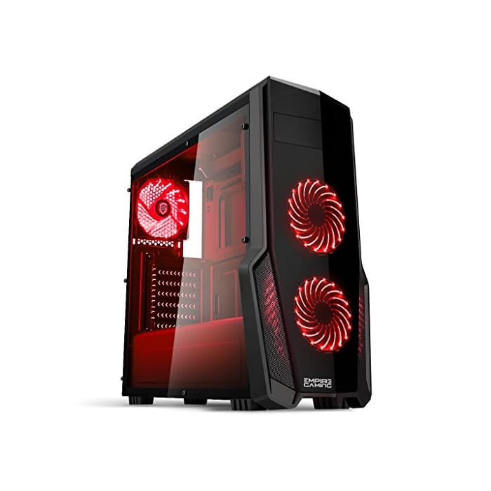 Electronic Empire Gaming - Caja PC para juegos WarFare negra LED rojo