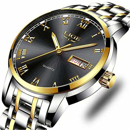 Fashion LIGE Relojes Hombre Acero Inoxidable Impermeable Cuarzo Analógico Reloj con Vestido de