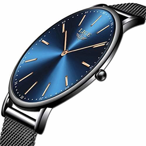 Fashion LIGE Relojes Hombre Azul Ultrafino Impermeable Acero Inoxidable Reloj Hombre Moda Simple