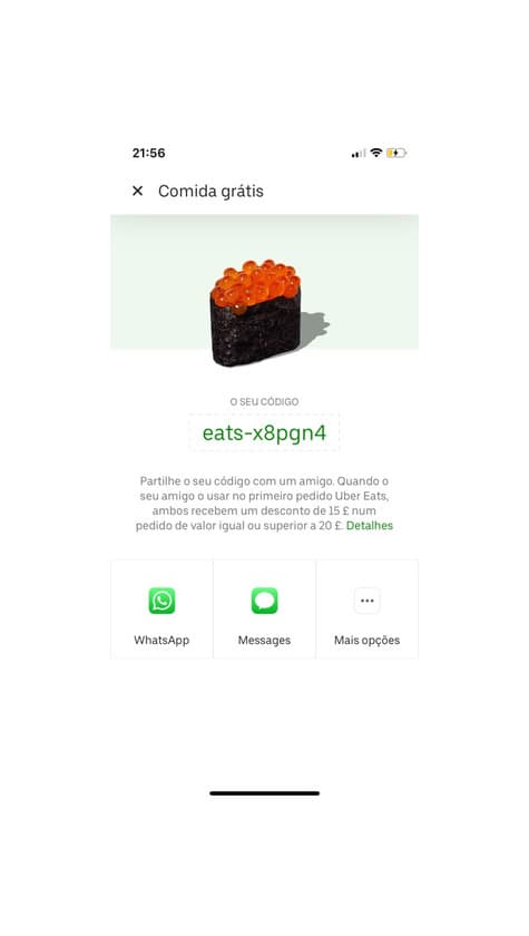 Product Desconto 15€ Uber eats 