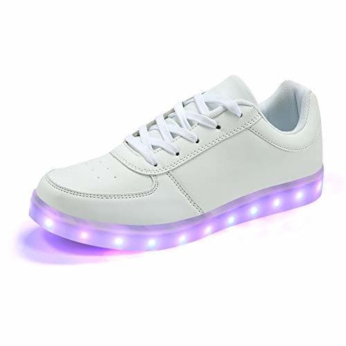 Lugar Padgene Zapatillas de Luces LED 7 Colores Carga USB Zapatos con Cordones