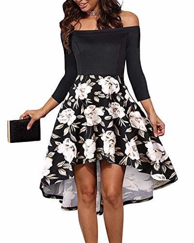 Producto ABINGOO Vestido Mujeres de Noche Fiesta Cóctel Rockabilly Asimétrico 3/4 Mangas Casual