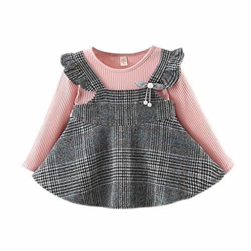 Producto K-Youth Vestido Bebe Niña Recien Nacida Invierno Cuadros Vestidos Niña Fiesta Manga