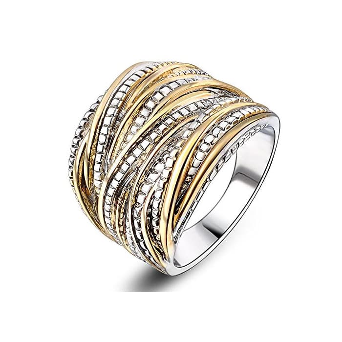 Product mytysun - Anillo de 2 Tonos entrelazados para Mujer y Hombre, Chapado