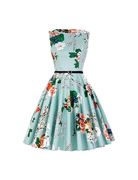 Producto GRACE KARIN Vestido Verde Menta Vestido Oriental Vintage Grandes Flores Corsés L