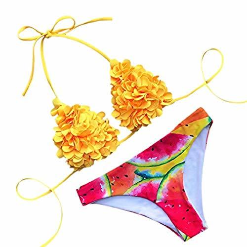 Producto SUCES Bikini Mujer Set Bademode Mujeres Abdominales Solid Bañador para Mujer de