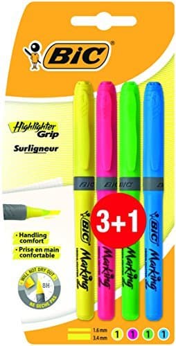 Electronic BIC Highlighter Grip Marcadores punta biselada Ajustable - colores Surtidos