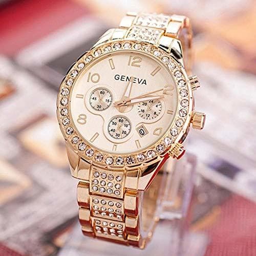 Producto Reloj De Mujer Simple Reloj De Oro Rosa para Mujer Rhinestone Reloj