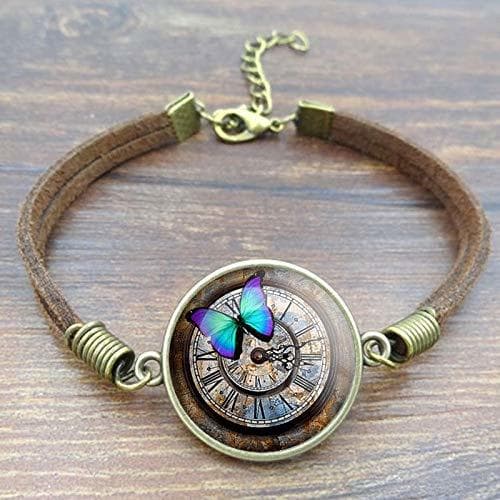 Product VAWAA Vintage Steampunk Reloj Mariposa Imagen Pulseras Y Brazaletes De Cristal De