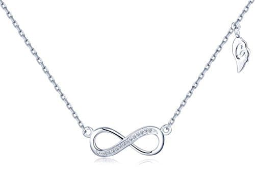 Fashion Infinito U - Collar de Plata Fina 925 Cadena Ajustable con Colgante