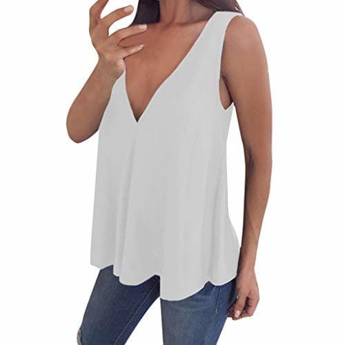 Moda VEMOW Cami Tops Camiseta con Cuello en V para Mujer Camiseta sin