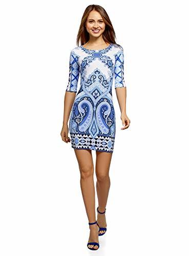 Lugar oodji Ultra Mujer Vestido de Punto Ajustado, Azul, ES 40