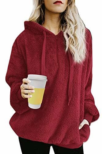 Product Tuopuda Mujer Sudadera con Capucha Suelta Tallas Grandes Invierno Manga Larga Pullover