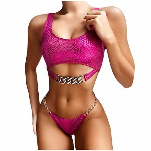 Producto Bikini Mujer 2020 Push up con Relleno Bikini Bandeau Cadena con Estampado