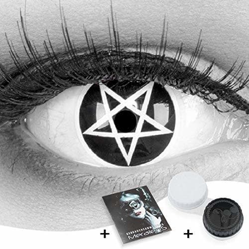 Lugar funnylens 1 par de colores Weisse blanca negra Crazy FUN Pentagram Teufel Satanás