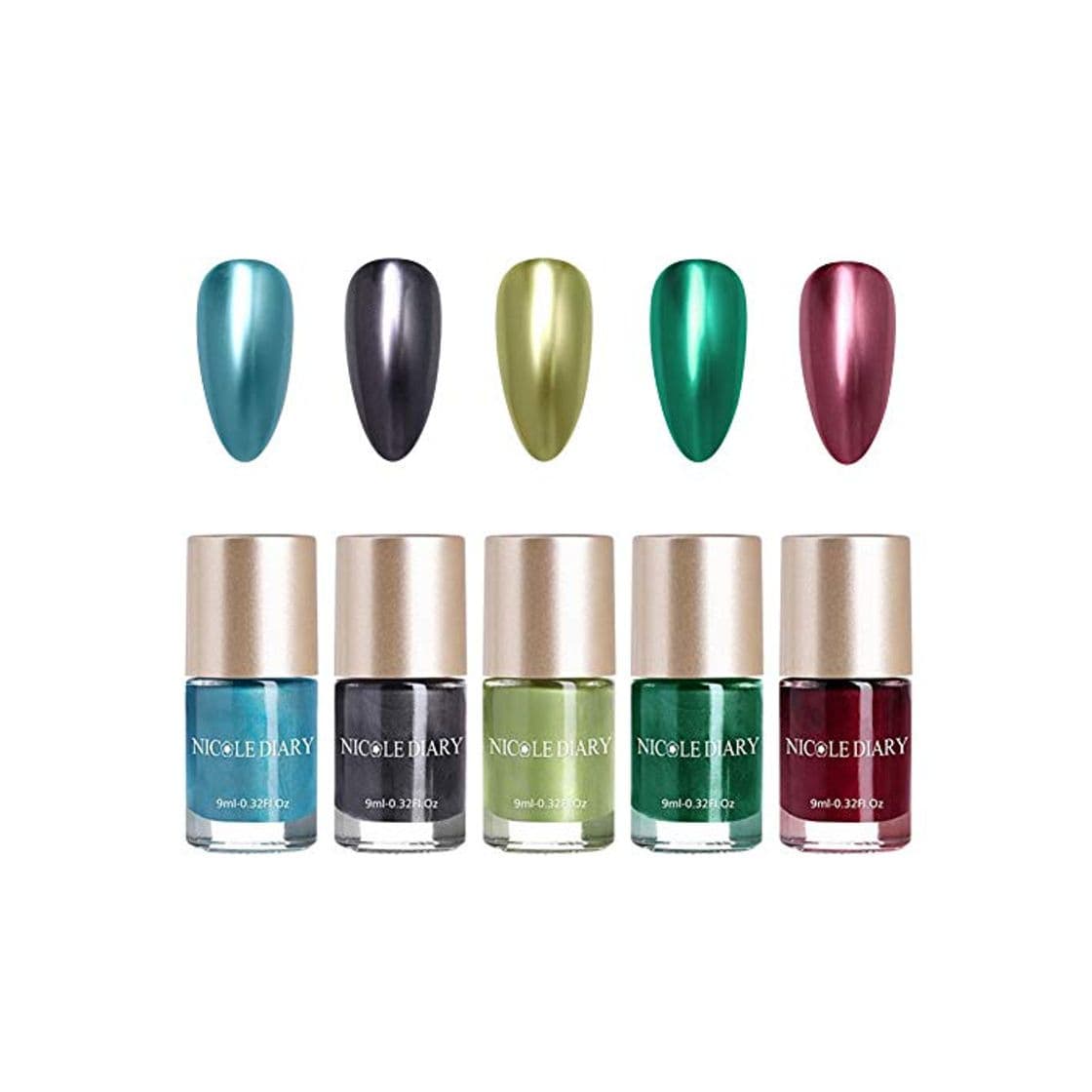 Product NICOLE DIARY 5 botellas de esmalte de uñas metálico efecto espejo laca