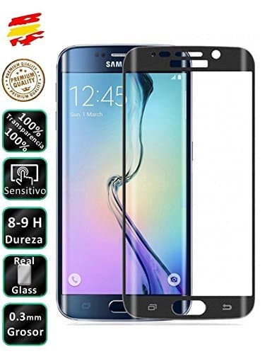 Place Movilrey Protector para Samsung Galaxy S6 Edge Color Negro Completo 3D Cristal