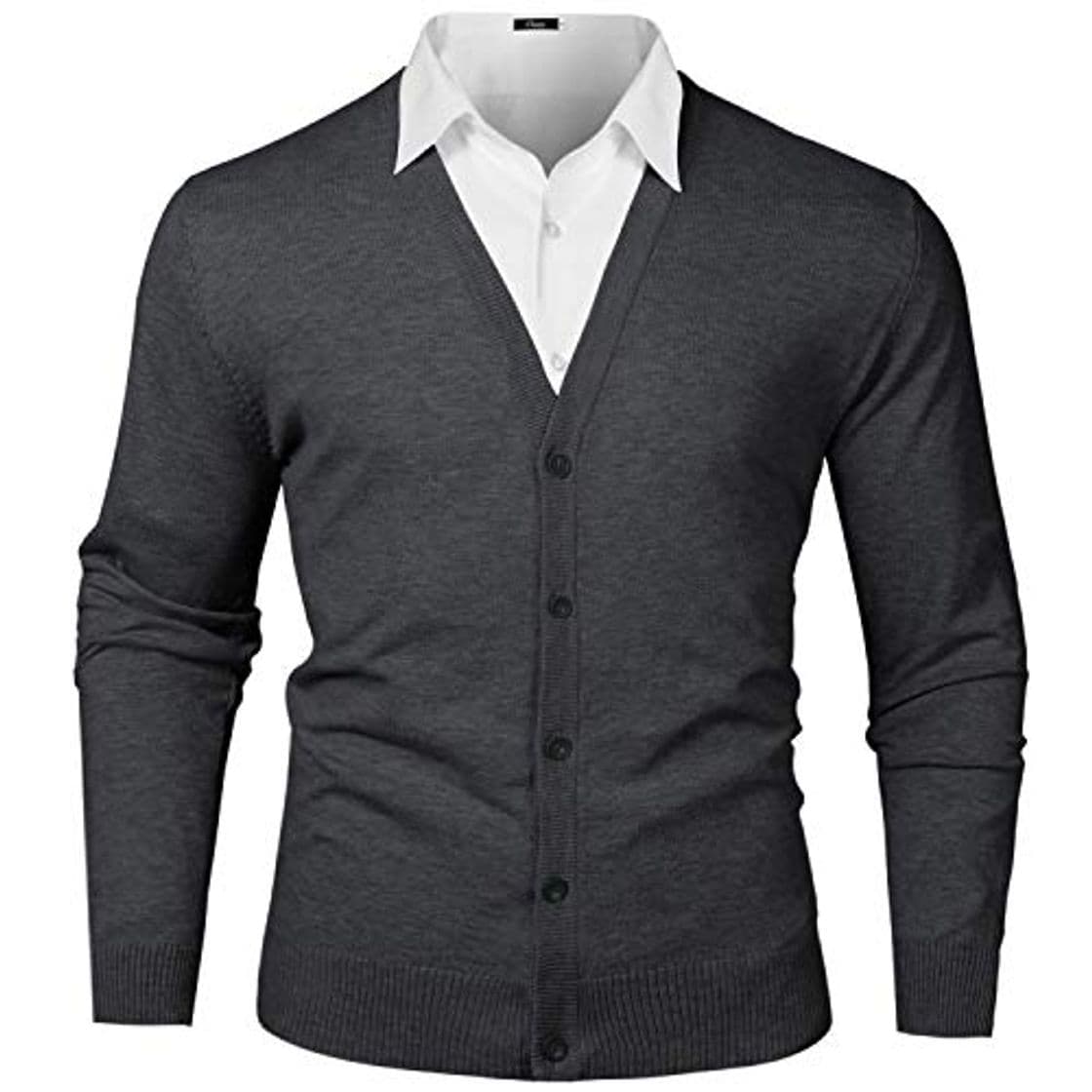 Producto iClosam Hombres Suéter Cardigan de Punto sólido Color con V-Cuello Manga Larga