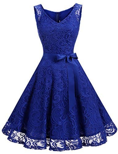 Place Dressystar Vestido Fiesta Corto Flor Encaje Elegante Mujer Sin Mangas para Dama