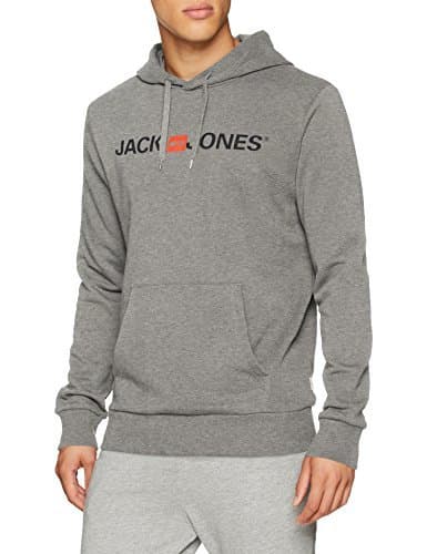 Moda JACK & JONES Jjecorp Logo Sweat Hood Noos Capucha, Gris