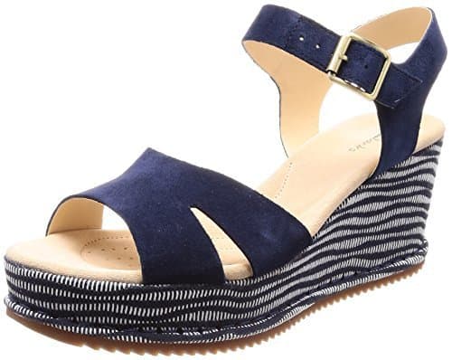 Place Clarks Akilah Eden, Sandalia con Pulsera para Mujer, Azul