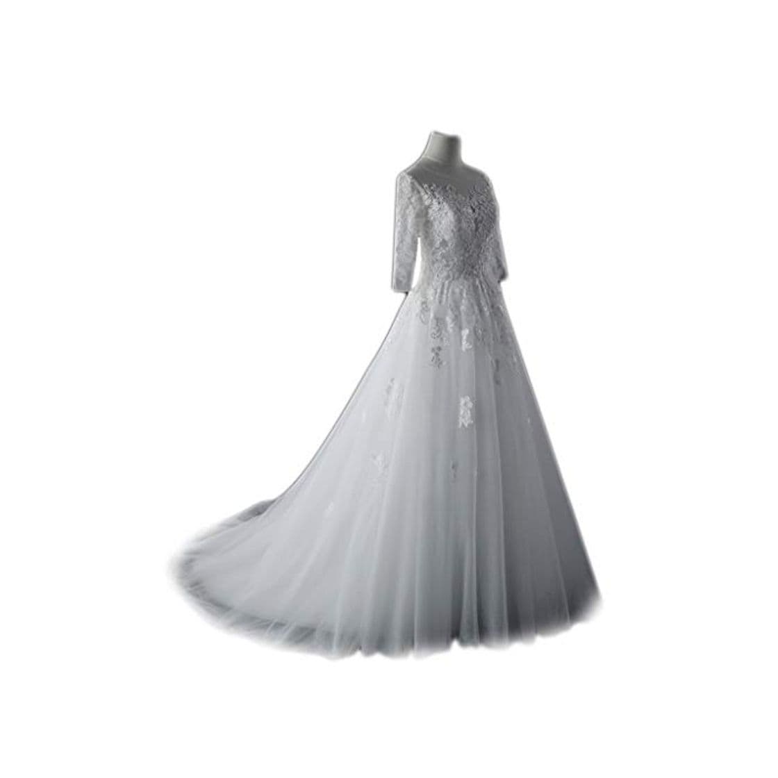 Producto Simple 2018 Vestidos de Novia de Encaje de Tres Cuartos de Manga