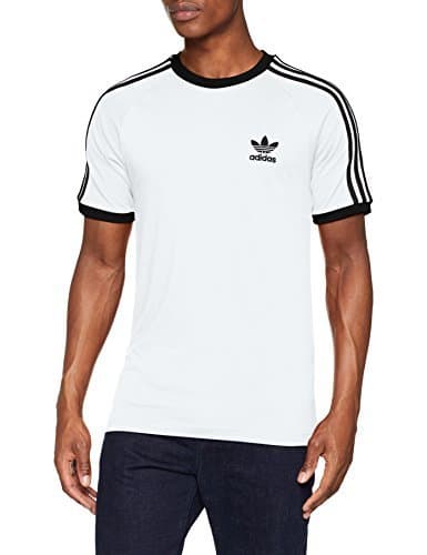 Fitness adidas Tres Bandas Camiseta de Manga Corta, Hombre, Blanco