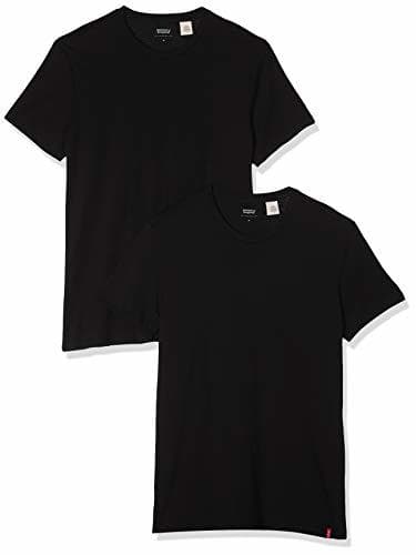 Producto Levi's Slim 2pk Crewneck 1 Camiseta, Negro (Two-Pack tee Black