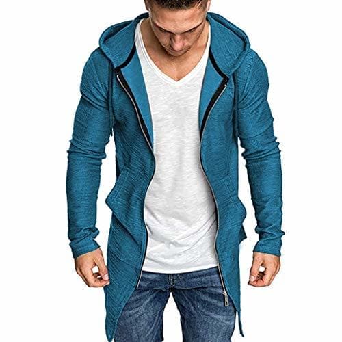 Lugar Luckycat Cárdigans para Hombre Sudadera de Punto con Capucha para Hombre con