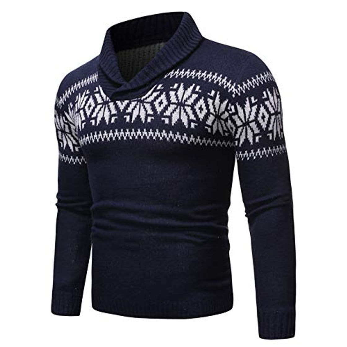 Producto Jersey de solapa para hombre joven con elemento de Navidad de punto Azul azul XL