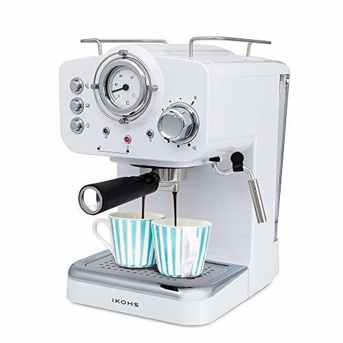 Product IKOHS THERA Retro - Cafetera Express para Espresso y Cappucino, 1100W, 15