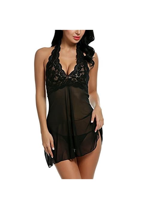 Producto Avidlove Mujer Babydoll Camisón de Encaje sin Espaldo Negro Talla-M