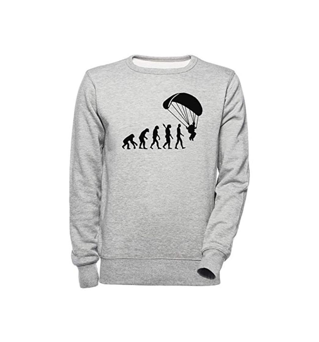 Fashion Luxogo Evolución Paracaidismo Paracaídas Salto Unisexo Gris Sudadera Hombre Mujer Unisex Grey Jumper Men's Women's