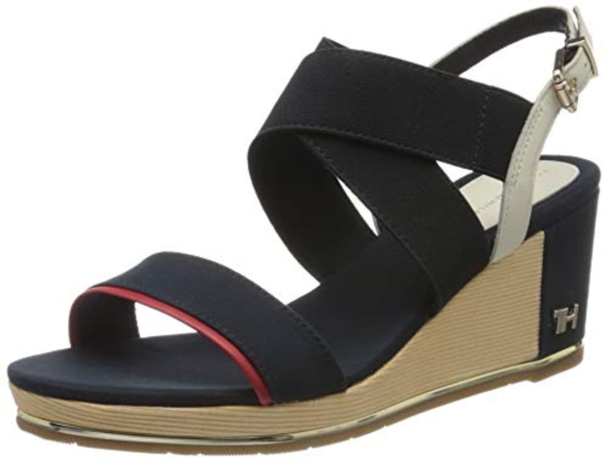 Fashion Tommy Hilfiger TH Hardware Basic Mid Wedge, Chanclas para Mujer, Azul