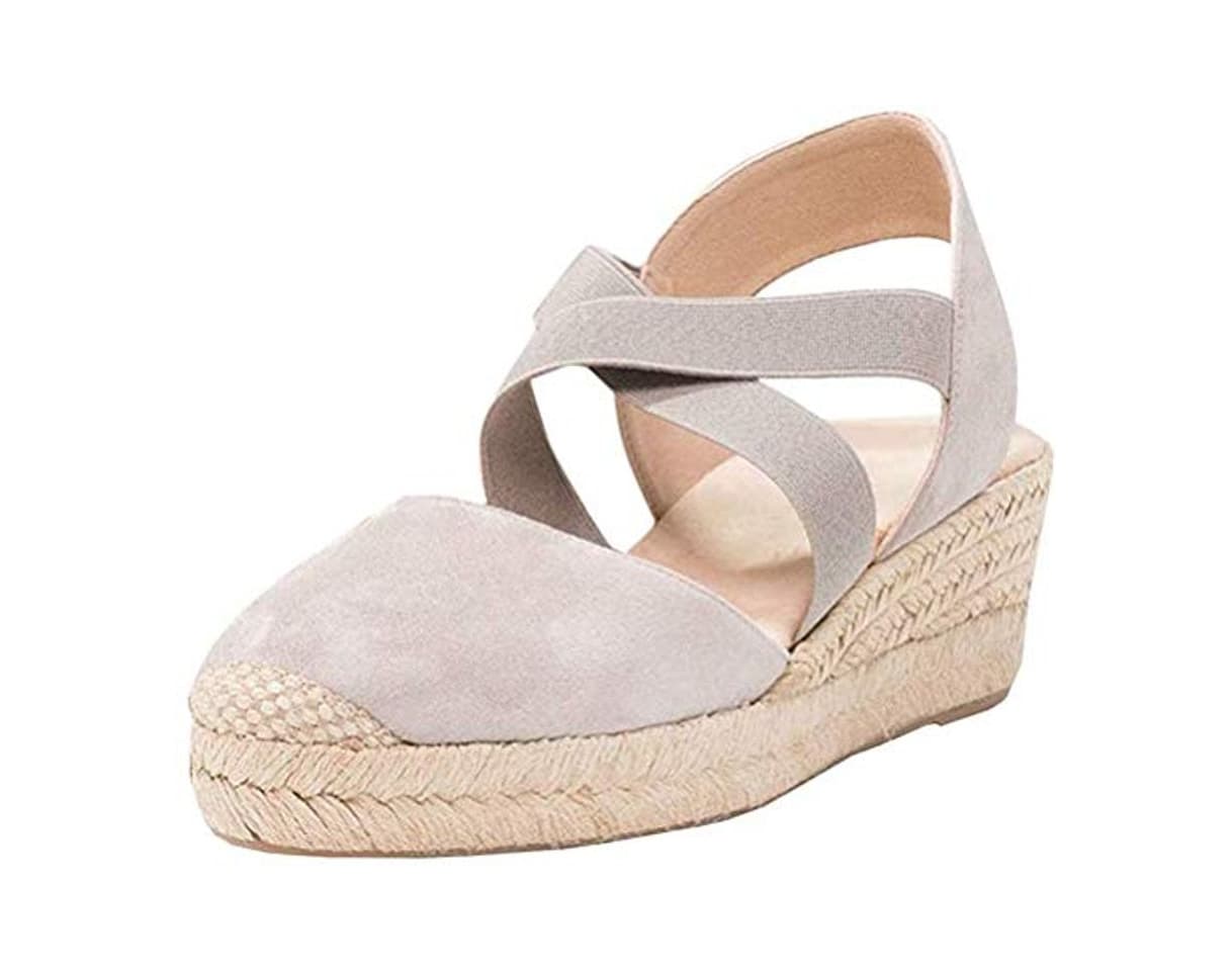 Fashion Tomwell Sandalias Mujer Cuña Alpargatas Moda Bohemias Romanas Sandals Rivet Playa Verano Tacon Zapatos B Albaricoque 40 EU