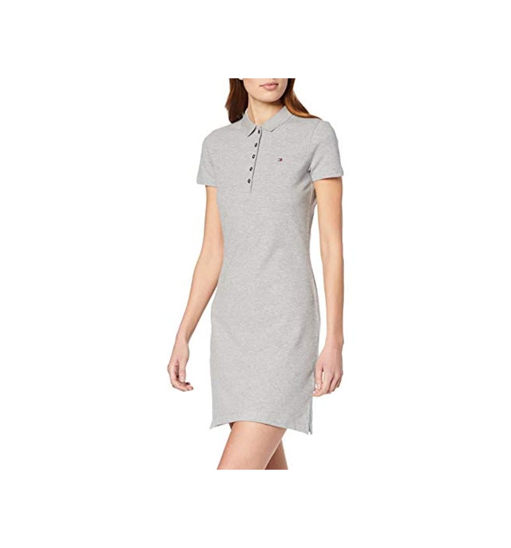 Moda Tommy Hilfiger New Chiara Str Pq Polo Dress SS Vestido, Gris