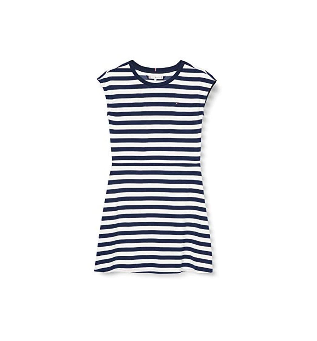 Product Tommy Hilfiger Essential Stripe Skater Dress SS Vestido, Blanco