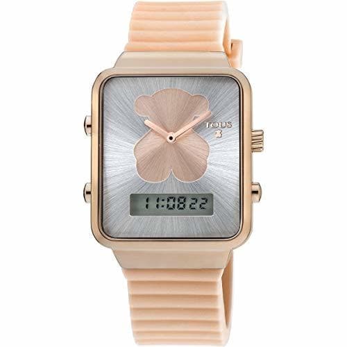 Producto Reloj TOUS digital I-Bear de acero IP rosado con correa de silicona