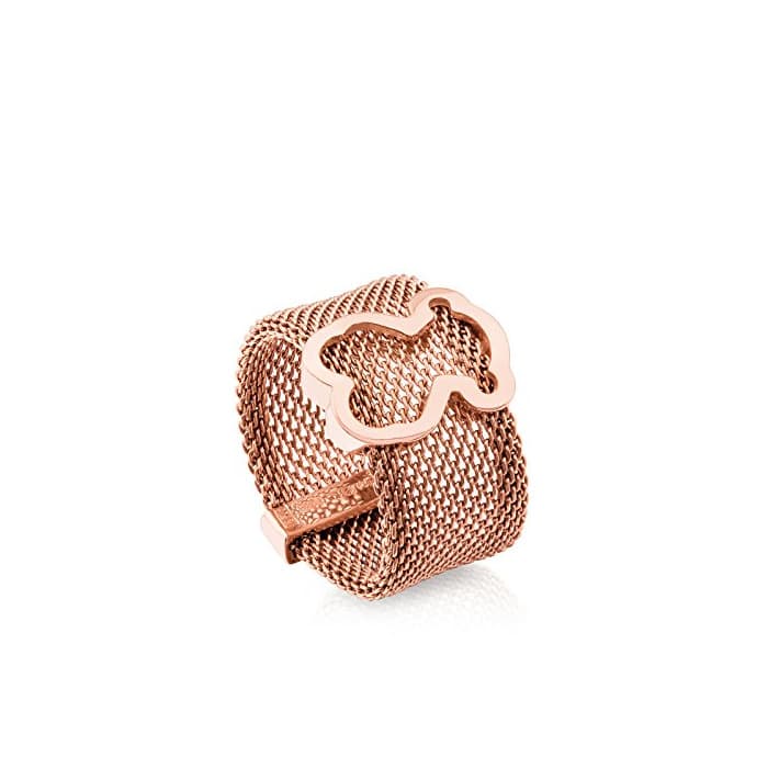 Product Anillo TOUS Mesh de acero IP rosado con motifo de plata vermeil