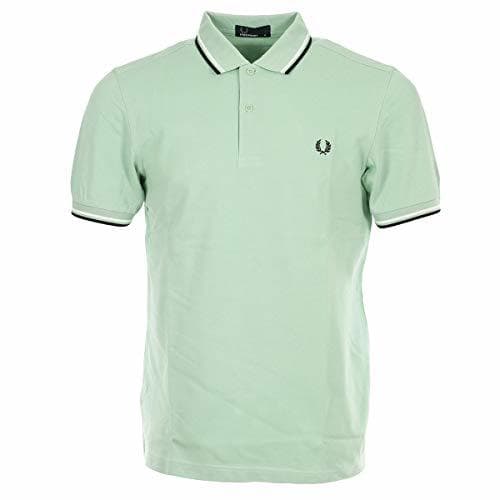 Product Fred Perry Hombres Polo Doble con Punta m3600 H40 Verde Claro S